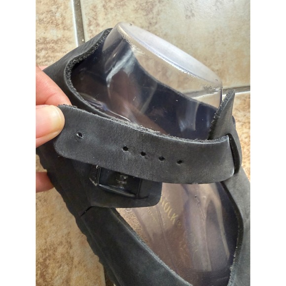 Birkenstock T-Strap Black Oiled Leather Clogs Mary Jane EU 40 L9 M7 Germany - Picture 11 of 12